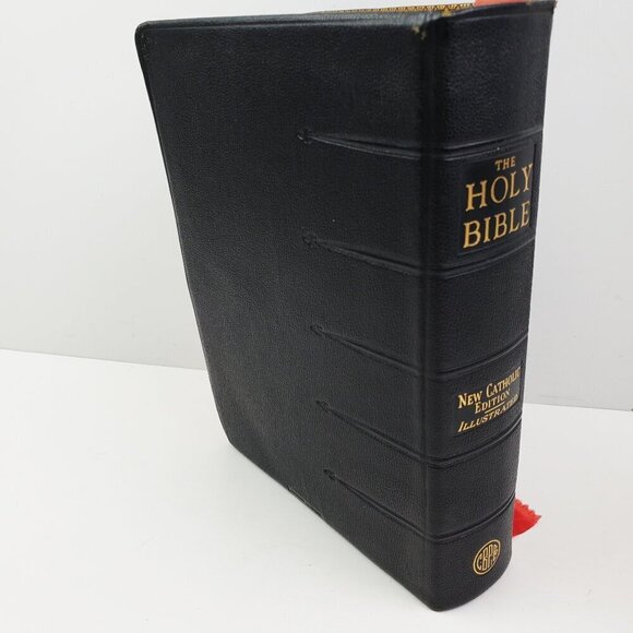 Holy Bible New Catholic Edition Illustrated Vintage 1954 Gold Gilded Leather - Picture 5 of 10
